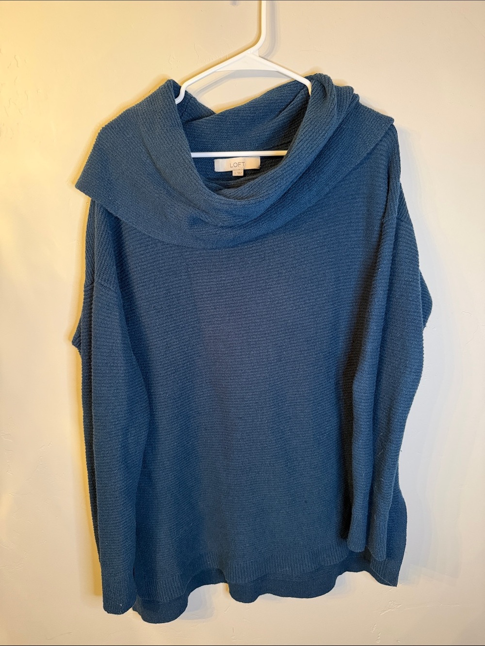 LOFT Teal Blue Cowl Neck Sweater - Long